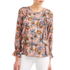 Floral Ruffled Poet Blouse Rayon Top Sz XL NWT